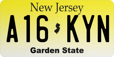 NJ license plate A16KYN