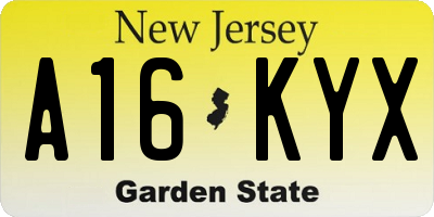 NJ license plate A16KYX