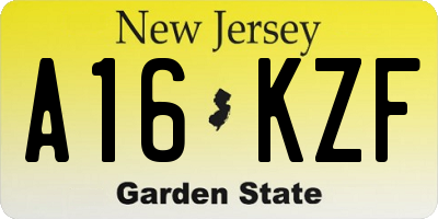 NJ license plate A16KZF