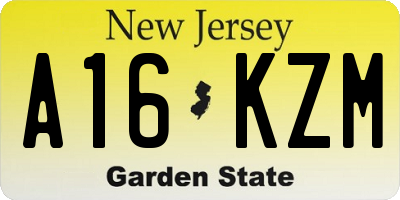 NJ license plate A16KZM