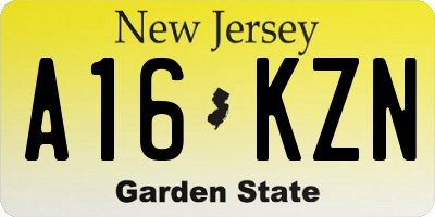 NJ license plate A16KZN