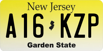 NJ license plate A16KZP