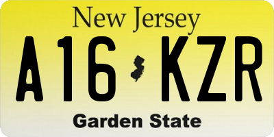 NJ license plate A16KZR
