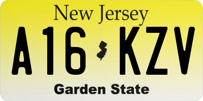 NJ license plate A16KZV