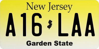 NJ license plate A16LAA