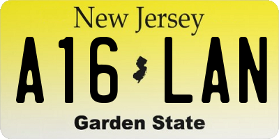 NJ license plate A16LAN