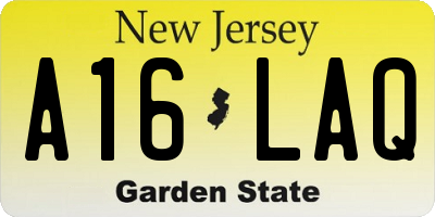 NJ license plate A16LAQ