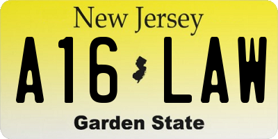 NJ license plate A16LAW