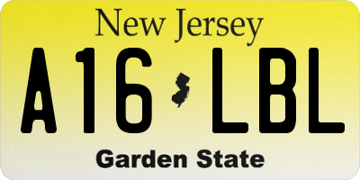 NJ license plate A16LBL