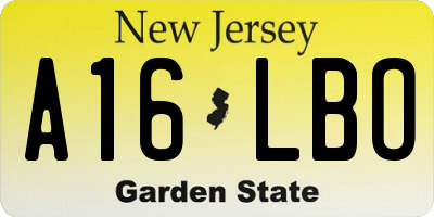 NJ license plate A16LBO