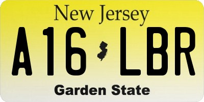 NJ license plate A16LBR