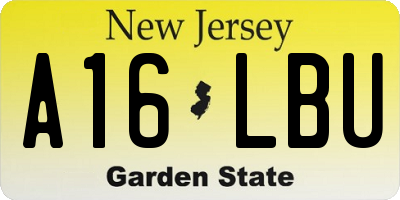 NJ license plate A16LBU