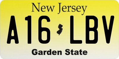 NJ license plate A16LBV