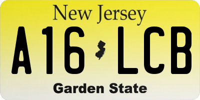 NJ license plate A16LCB