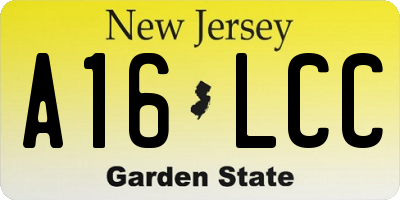NJ license plate A16LCC