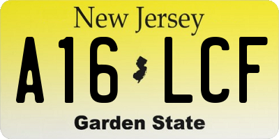 NJ license plate A16LCF