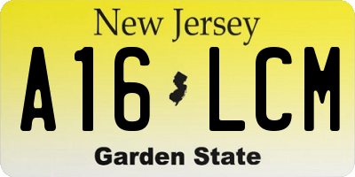 NJ license plate A16LCM