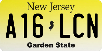 NJ license plate A16LCN