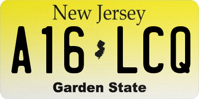 NJ license plate A16LCQ