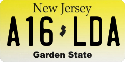 NJ license plate A16LDA