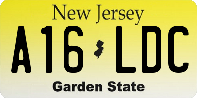NJ license plate A16LDC