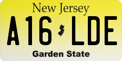 NJ license plate A16LDE