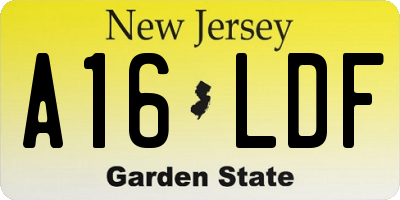 NJ license plate A16LDF