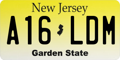 NJ license plate A16LDM