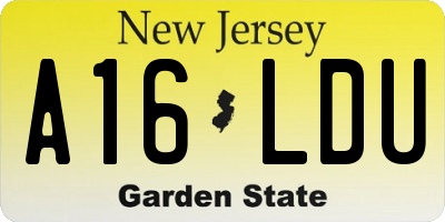 NJ license plate A16LDU