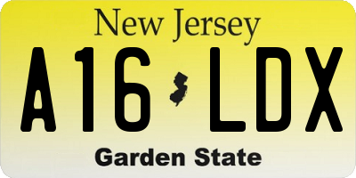 NJ license plate A16LDX