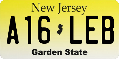 NJ license plate A16LEB