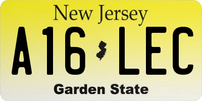 NJ license plate A16LEC