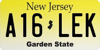 NJ license plate A16LEK