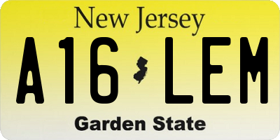 NJ license plate A16LEM