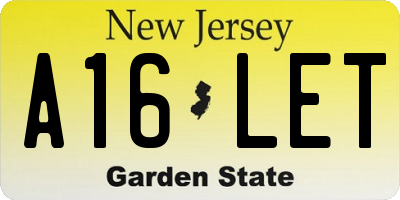 NJ license plate A16LET