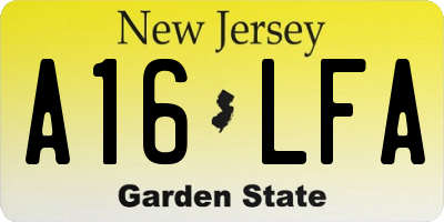 NJ license plate A16LFA