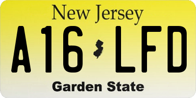 NJ license plate A16LFD