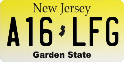 NJ license plate A16LFG