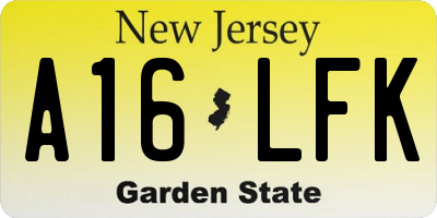 NJ license plate A16LFK