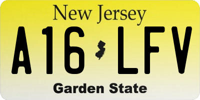 NJ license plate A16LFV