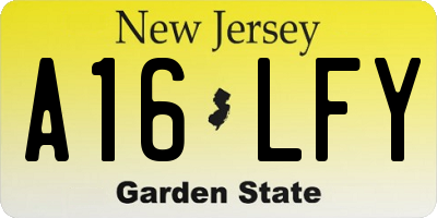 NJ license plate A16LFY