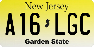 NJ license plate A16LGC