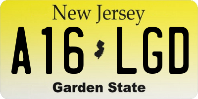 NJ license plate A16LGD