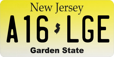 NJ license plate A16LGE