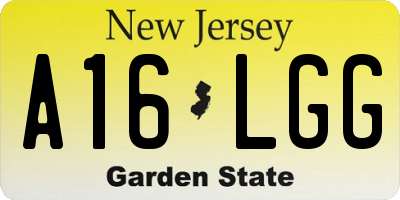 NJ license plate A16LGG