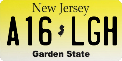 NJ license plate A16LGH