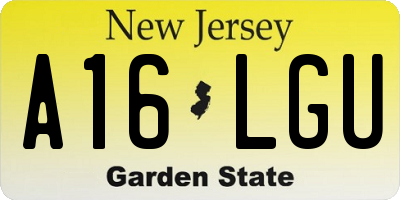 NJ license plate A16LGU