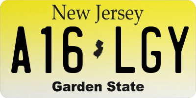 NJ license plate A16LGY