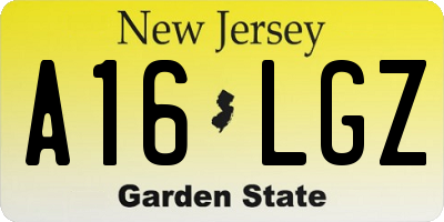 NJ license plate A16LGZ