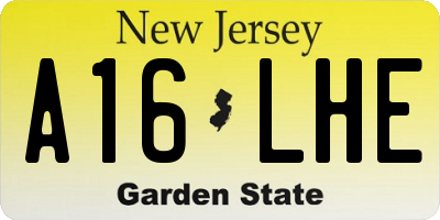 NJ license plate A16LHE